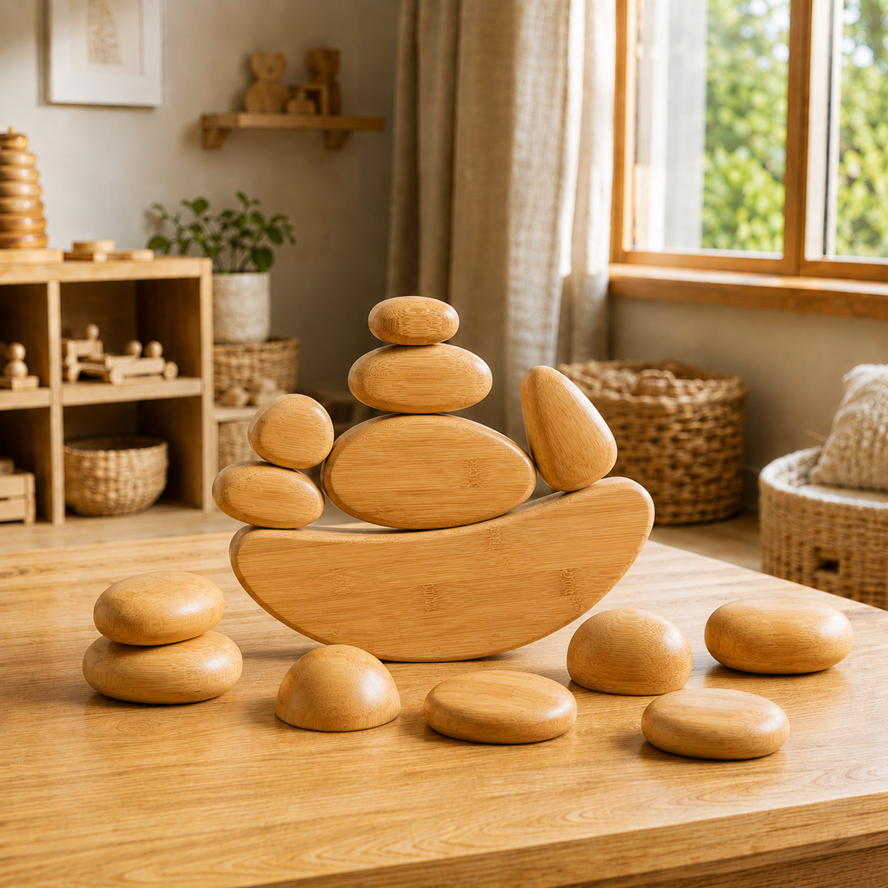 Bamboo Balance Stones Set